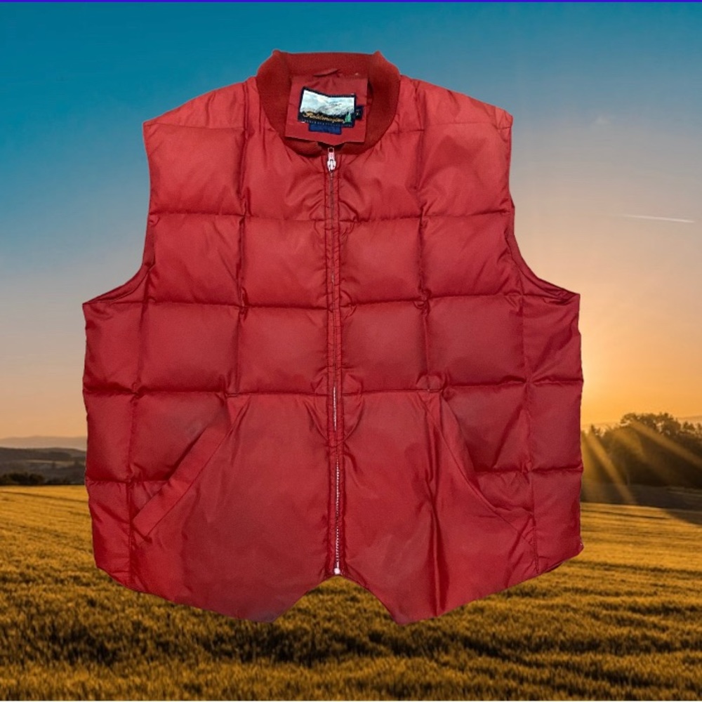 Vintage fieldmaster red goose down puffer jacket 1970s-1980s mens XL